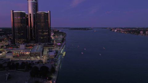 Aerial Michigan Detroit July 2017 Night 4K Inspire 2 