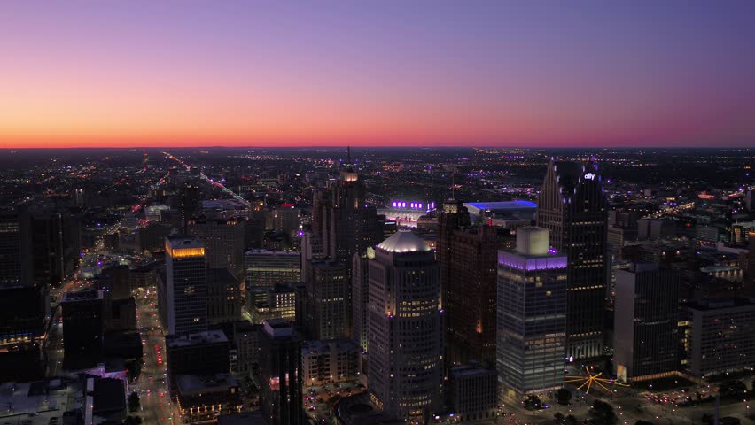 Aerial Michigan Detroit July 2017 Night 4K Inspire 2 