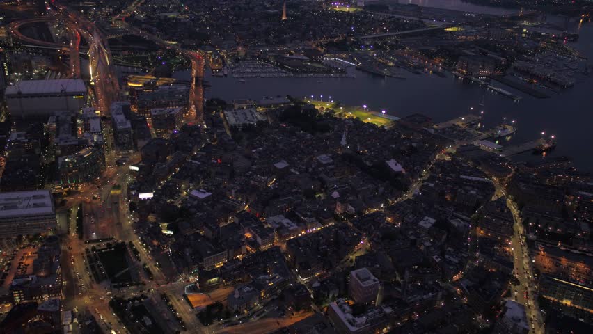 Aerial Massachusetts Boston July 2017 Night 4K Inspire 2