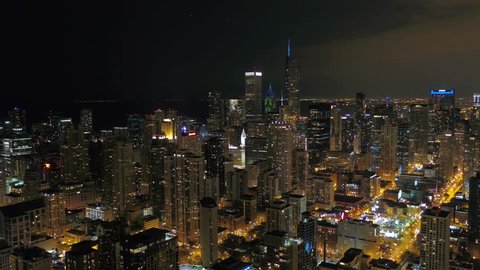 Aerial Illinois Chicago July 2017 Night 4K Inspire 2 