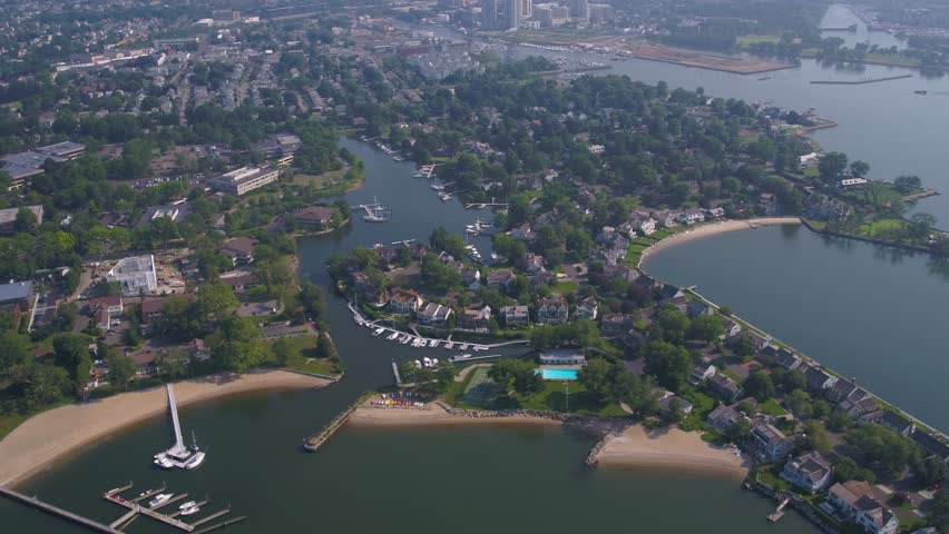 Aerial Connecticut Stamford July 2017 Sunny Day 4K Inspire 2
