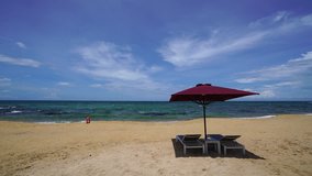 Beautiful tropical beach with sea view, clean water & blue sky at Phu Quoc island in Vietnam. 