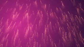 Abstract violet Christmas motion background. Gold sparkles and round glitter bokeh particles and light. New year collection