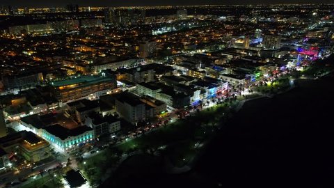 Night establishing shot Miami Beach