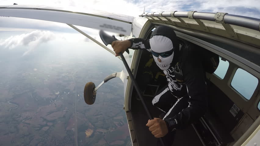 Parachutist Costume Skeleton, Halloween Royalty-Free Stock Footage #31646194
