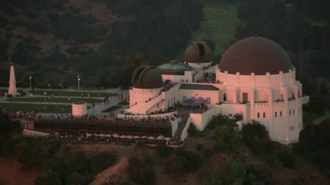 Los Angeles, California circa-2017, Aerial shot of the Griffith Observatory at sunset. Shot with Cineflex and RED Epic-W Helium.