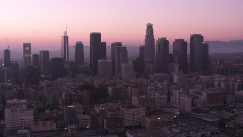 Los Angeles, California circa-2017, Aerial shot of Los Angeles at sunset. Shot with Cineflex and RED Epic-W Helium.