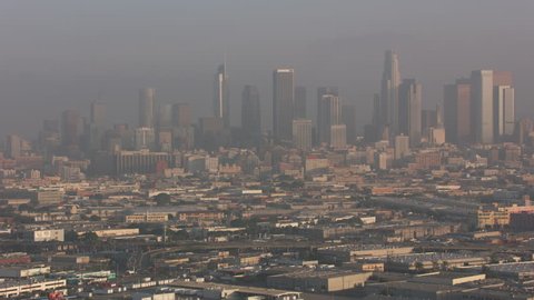 Los Angeles, California circa-2017, Aerial shot of Los Angeles in early morning clouds. Shot with Cineflex and RED Epic-W Helium.