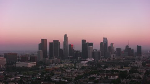 Los Angeles, California circa-2017, Aerial shot of Los Angeles at sunset. Shot with Cineflex and RED Epic-W Helium.