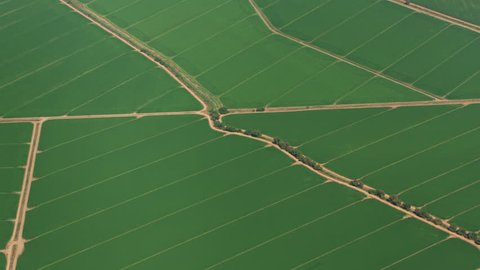 California circa-2017, Aerial view of beautiful green farmlands. Shot with Cineflex and RED Epic-W Helium.
