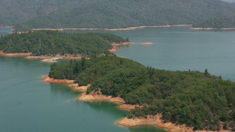 California circa-2017, Aerial view of Shasta Lake in Northern California. Shot with Cineflex and RED Epic-W Helium.