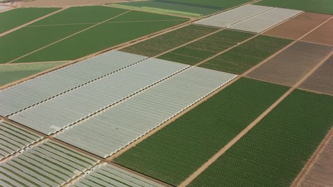 Oxnard, California circa-2017, Aerial shot Oxnard area farmland. Shot with Cineflex and RED Epic-W Helium.