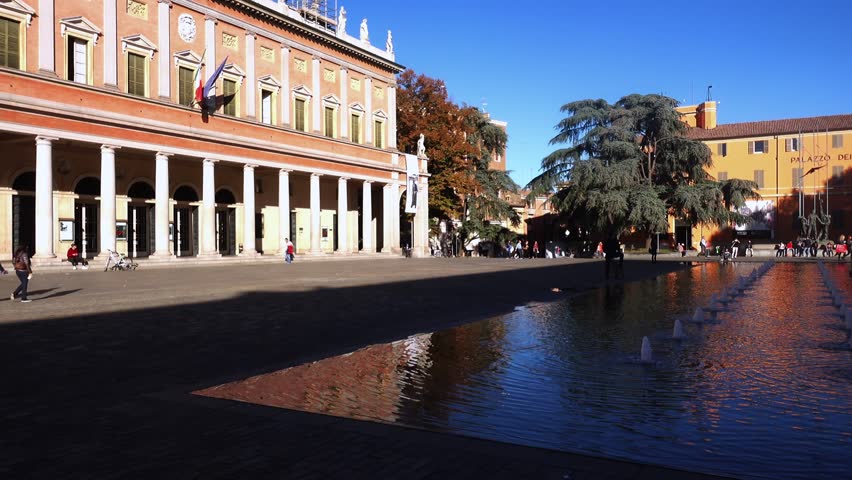 Video of the Palace of the Museums of Reggio Emilia and theater Romolo Valli, Cavour square, vittoria square