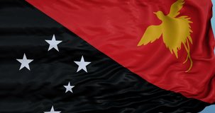 Seamlessly Looping flag for Papua New Guinea, blowing beautifully in the wind. Slo-Motion. Available in 4K.