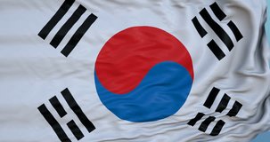 Seamlessly Looping flag for Korea South, blowing beautifully in the wind. Slo-Motion. Available in 4K.