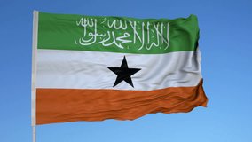 Looping flag for Somaliland on flag pole, blowing beautifully in the wind. Includes alpha matte.