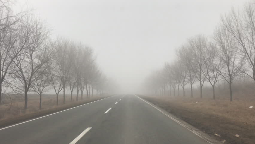 POV View drive car in rural country,fog weather Royalty-Free Stock Footage #31672558