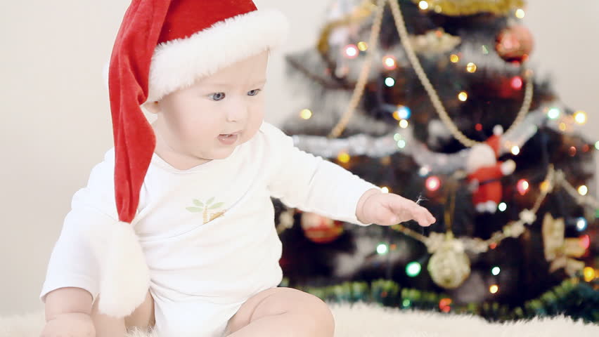 Baby in Christmas hat