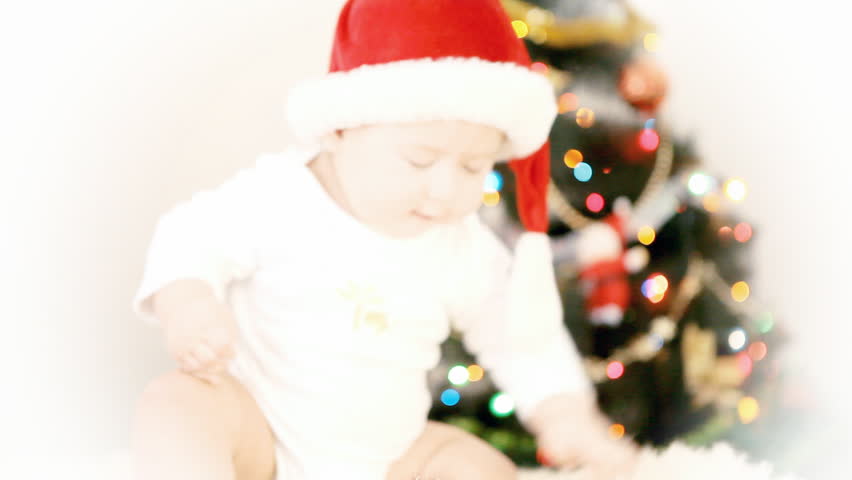 Baby in Christmas hat