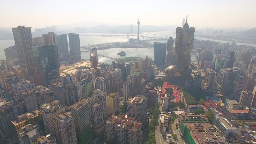 Macau aerial Famous Classic casino view 4k