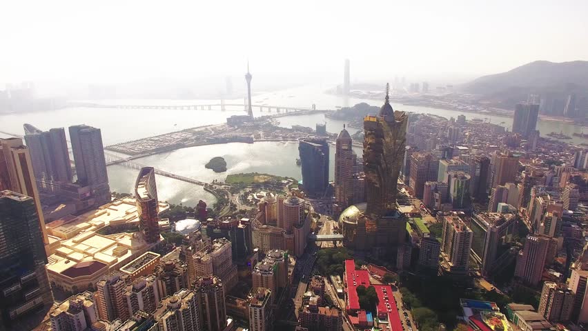 Macau aerial Famous Classic casino view 4k