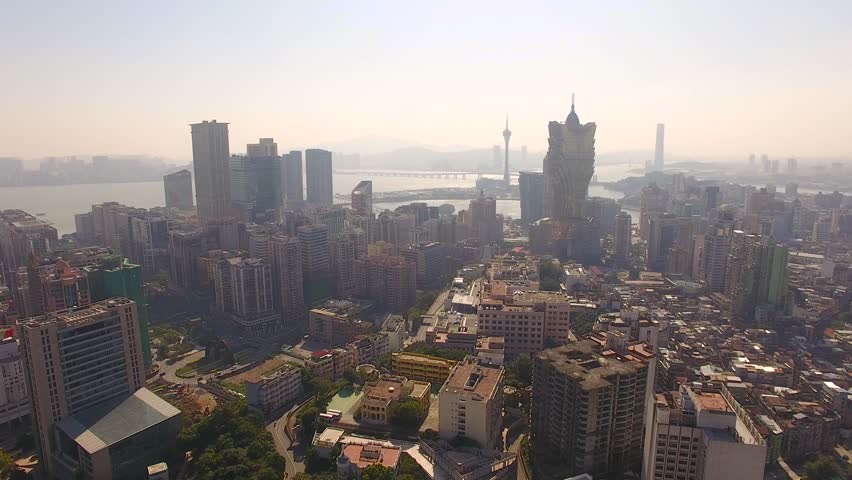 Macau aerial Famous Classic casino view 4k