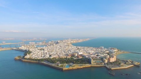 Aerial Cadiz and road with drone