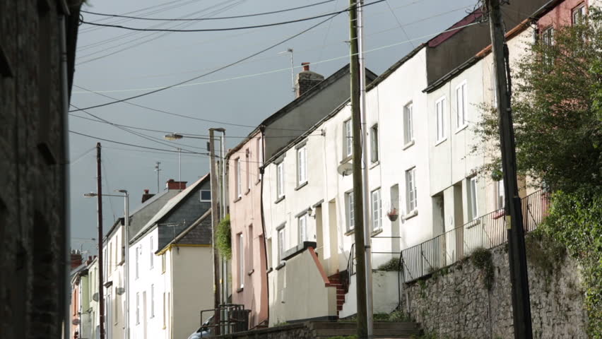 Traditional English cottages in a small town