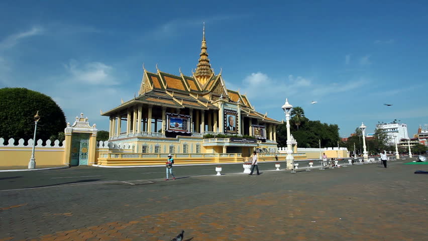 PHNOM PENH, CAMBODIA- DECEMBER 14, 2012: View of Phnom Penh Royal palace in