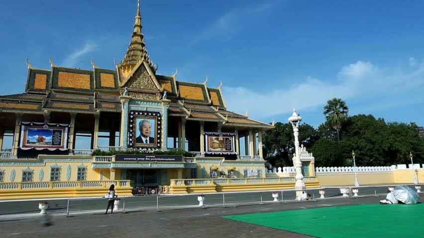 PHNOM PENH, CAMBODIA- DECEMBER 14, 2012: View of Phnom Penh Royal palace in