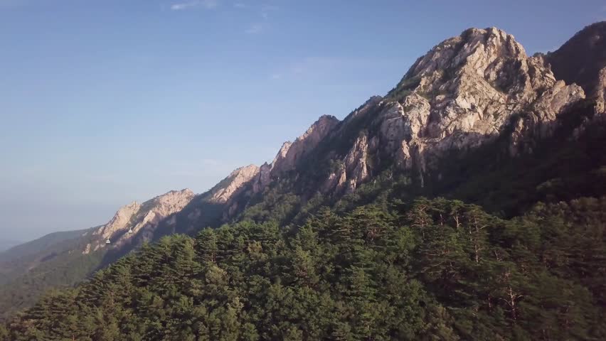 Cable cars in the Seorak Mountain, South Korea - Aerial View
