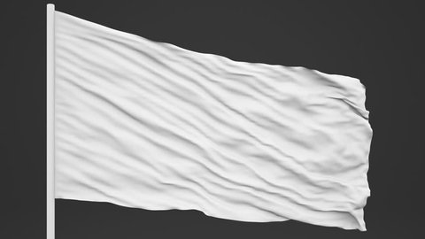 3d seamless looping of the white flag waving in the wind. Alpha mask included