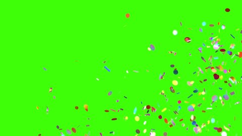 Confetti Rain on a Green Background, 3d Animation 4K. look for more options in my portfolio