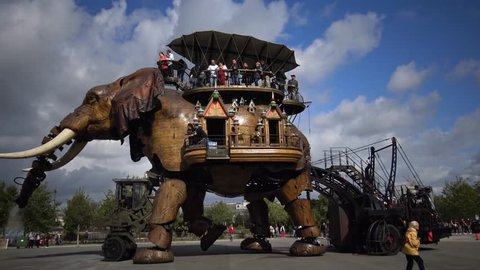 FRANCE, NANTES -  September 2017:  Elephant machine roaring. This is a tourist attraction in Nantes. 