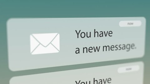 Close Up Shot of New Message Notification on Smart Phone. Seamless Loops.
