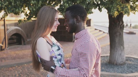 interracial relationship theme, black man and white girl