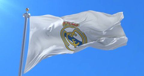 Spain Madrid July 2018 Real Madrid Flag Waving Slow Motion Stock Video  Footage by ©RailwayFX #308573256