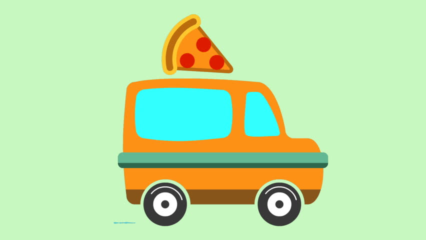 Animation Of Pizza Delivery Van Stock Footage Video 100 Royalty