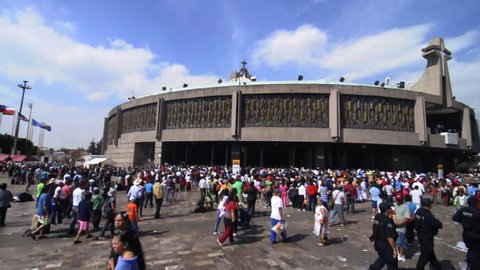 MEXICO CITY, MEXICO - DECEMBER 12, 2012: The Plaza Mariana is filled with thousands of visitors that have come to visit the Basilica of Our Lady of Guadalupe in Mexico City on December 12, 2012.