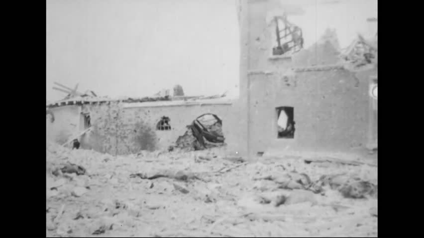 CIRCA 1918 - The ruins of Monchy are shown in France in World War 1.