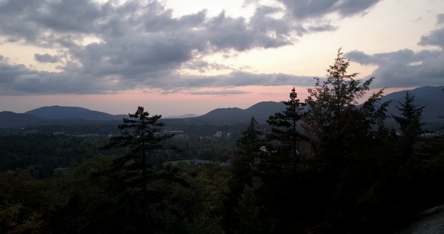 Drone flight over Lake Placid, New York.
