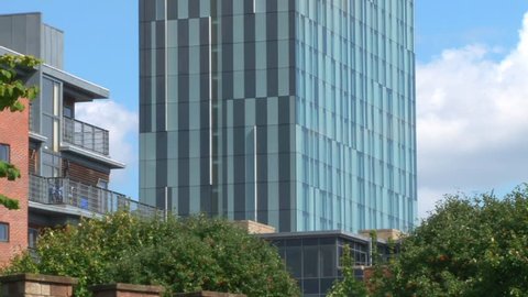 MANCHESTER, ENGLAND - CIRCA 2011: Beetham Tower (known as Hilton Tower) in Manchester city centre.