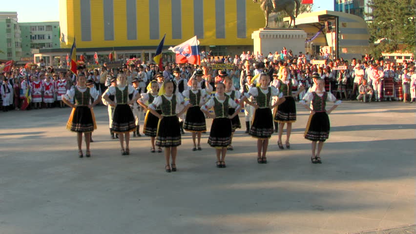TULCEA, ROMANIA - AUGUST 04: Slovak traditional dance at the International