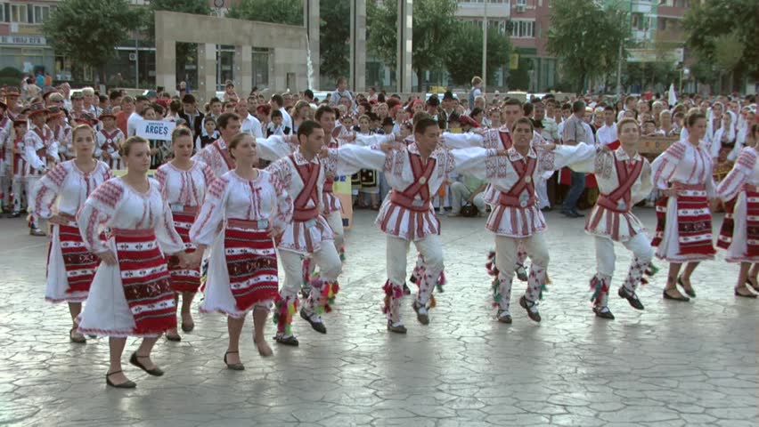 TULCEA, ROMANIA - AUGUST 04: Romanian traditional dance at the International
