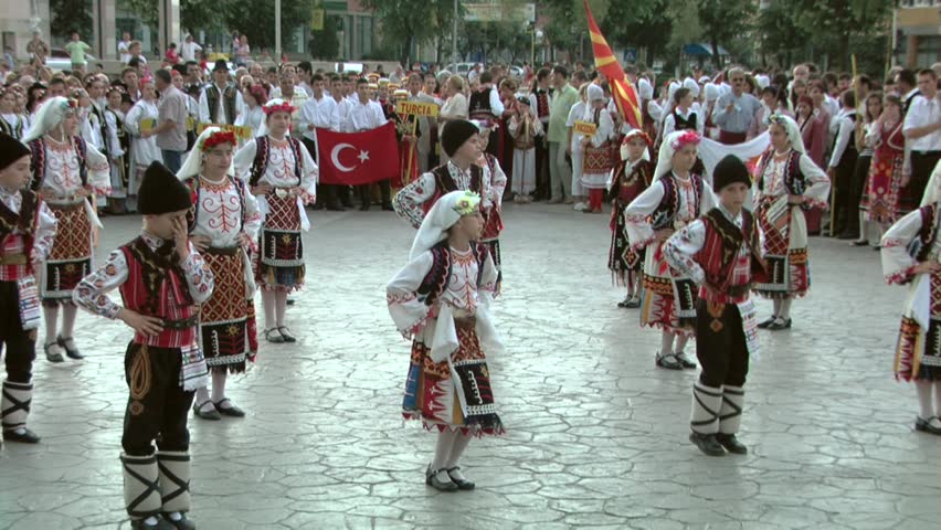 TULCEA, ROMANIA - AUGUST 04: Bulgarian traditional dance at the International