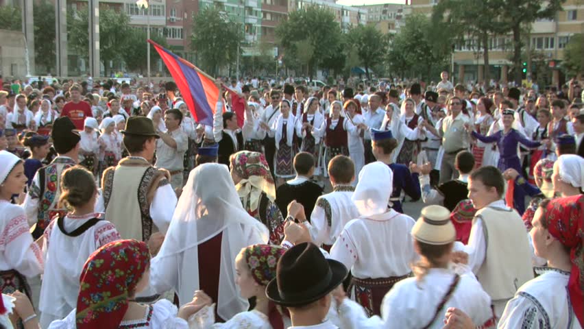 TULCEA, ROMANIA - AUGUST 04: Friendship dance at the International Folklore