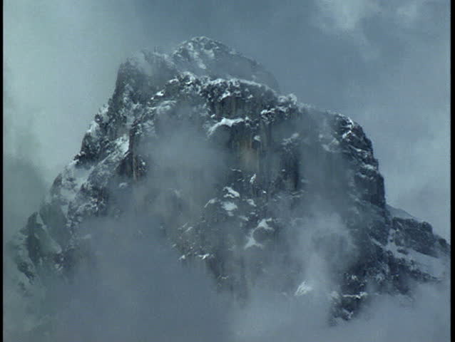 Mountain Peak enveloped in clouds