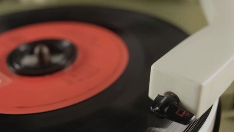 a portable vintage record player
