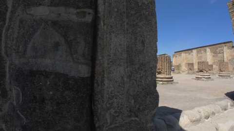 POMPEII, ITALY - 10 JULY 2017: The Famous Pompeii. Inspection of the tourist attractions of the ruins.