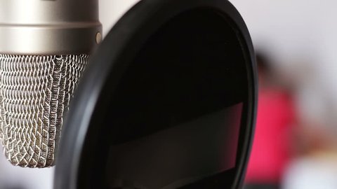 Studio microphone in a recording studio close up view